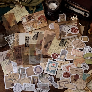 60 szt. Oryginalne pudełkowe naklejki z wielu materiałów Ephemera Journaling Pack Materiały Mieszane papiery Naklejki dekoracyjne Rośliny Ogród Czas Naklejka kolażowa