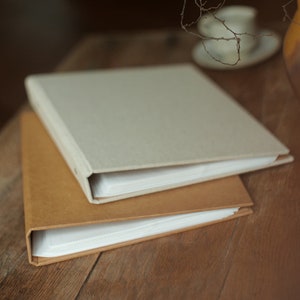 Photo Album 3x5 with Sleeves Minimalist Slip-In Photo Album Pocket Linen Kraft Paper Cover Polaroid Album 240 Photos Personalized Gift
