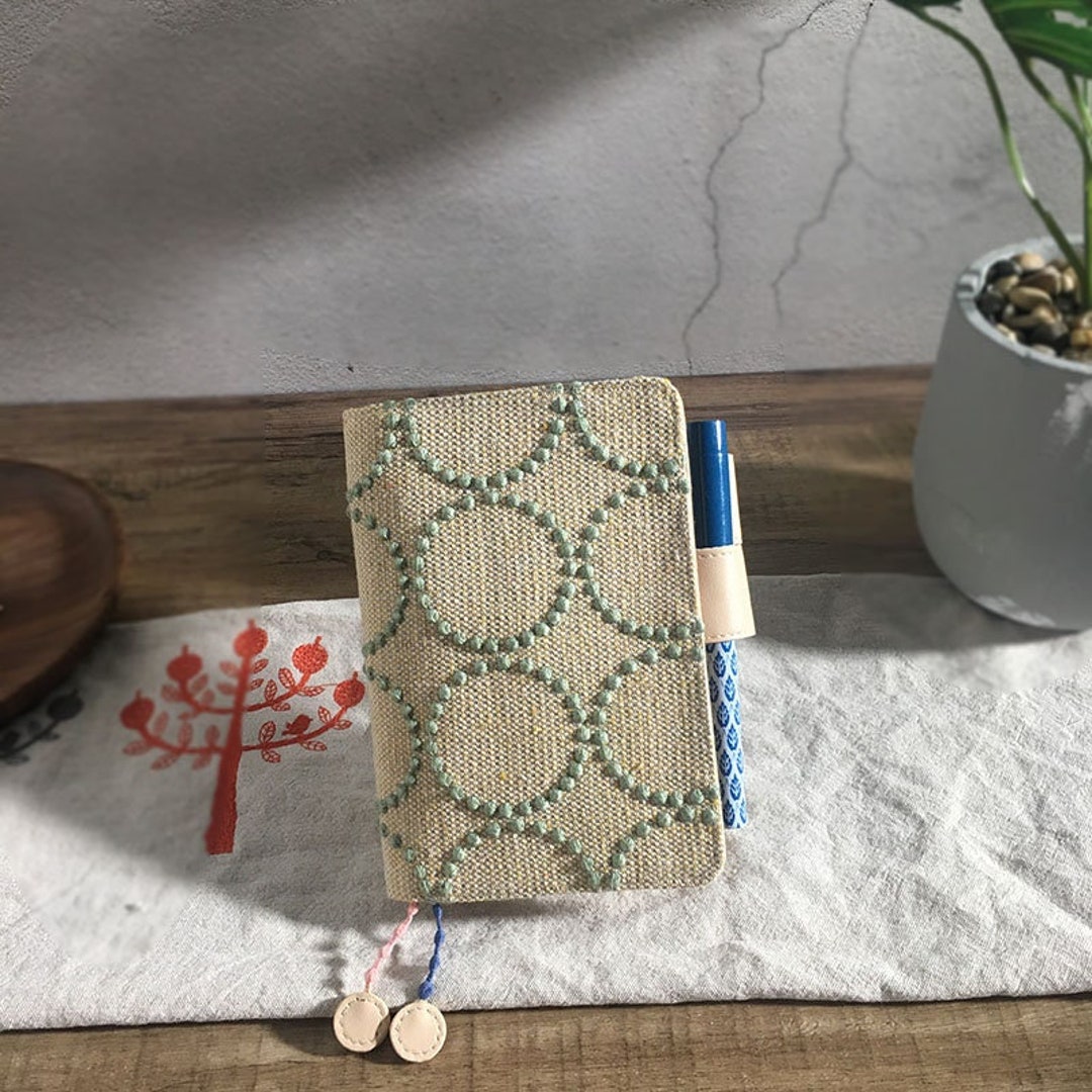 Yellow and Green Tambourine Embroidered Bells Notebook Handmade Fabric ...