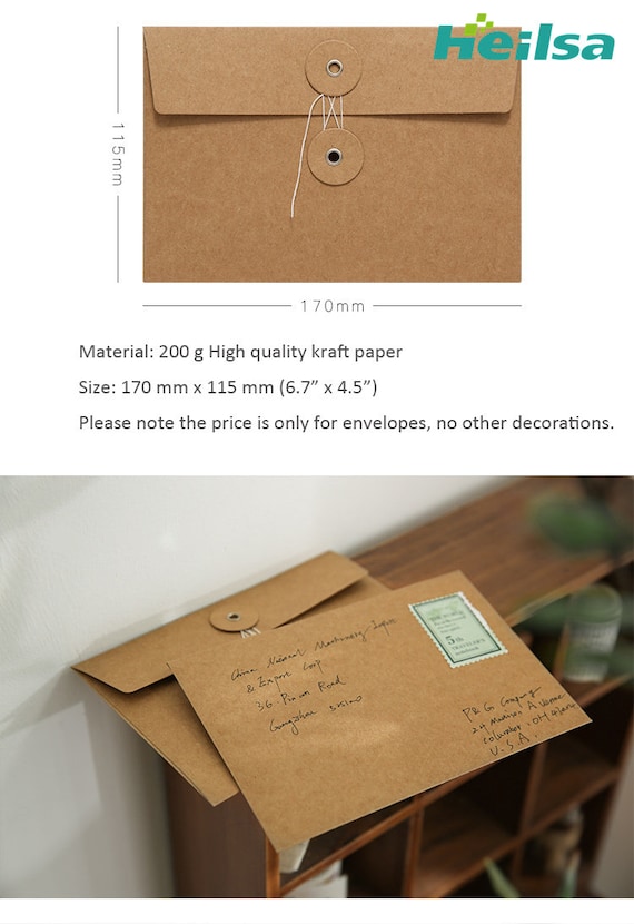 Carte d'invitation en papier Kraft rétro DIY, enveloppe avec