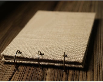 Album Fotografico Fai Da Te In Cotone E Lino, 2 Pezzi, 60 Pagine Nere, Formato 26,5x21 Cm, Beige, Per Scrapbook E Ricordi