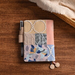 Fabric Covered Journal Patchwork Notebook Covers Handmade Stitch Journal Collage Cloth Art Book with Leather Interior A5 A6 B6 Weeks Cover imagen 2