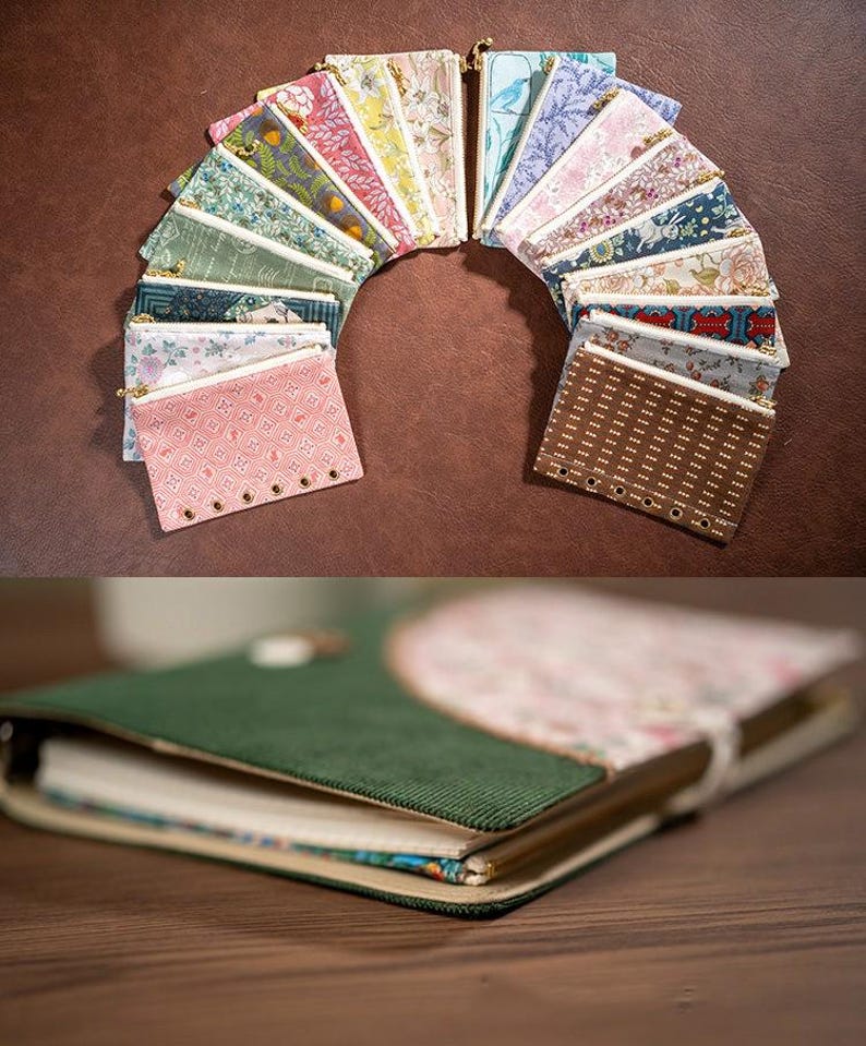 Bloemenprint Ritstas A5 A6 A7 | Stoffen Plannerverdeler | Etui voor Ringband | Opbergtas | Houder voor Journaling Accessoires | 36 kleuren afbeelding 13