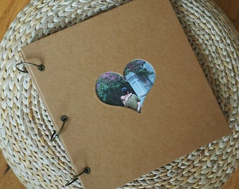 Álbum de recortes de papel Kraft Love, álbum cuadrado hecho a mano para crecimiento de bebé, libro de invitados de boda. Libro de fotos de viajes de bolsillo. Álbum de fotos de pareja DIY 50P