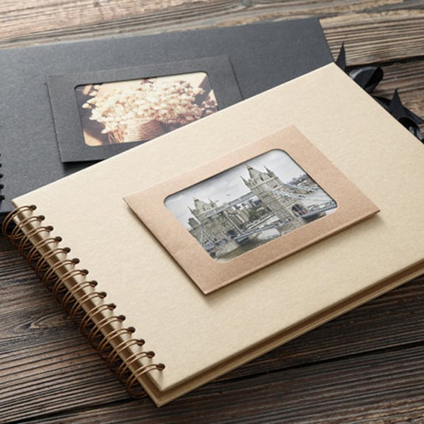 12 "x 8" Spiralbindung Scrapbook Album. Hochzeits-Gästebuch, leeres Baby-Reise-Familien-Sammelalbum, großes Kraft-Schwarz-Fotoalbum, Jahrestagsgeschenk