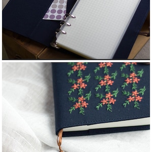 Original Embroidery Flower Journal Loose-leaf A6 A5 Handmade Notebook Literary Portable Notepad Diary Book Cloth Ephemera Book Special Gift image 6