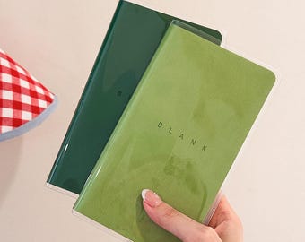 Basic Color PU Leather Cover Notebook Mini Blank Paper Journal Green Pink Purple Blue Coffee Portable Notepad Cute Blank Diary Planner 176P