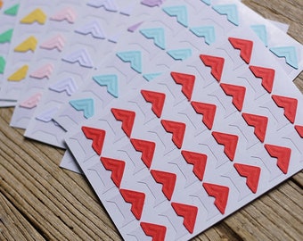 Candy Color Photo Corner Stickers. Colorful Adhesive Picture mounting Stickers for Scrapbooking, Journal, Photo Album, Memory Book, 8 Colors