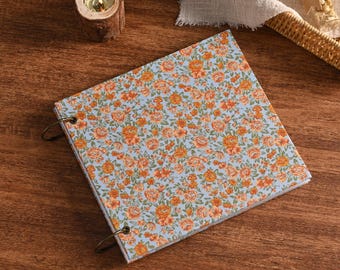 Retro Floral Photo Album Cloth Fabric Padded Handmade Scrapbook Flower 8x8, 8x11, 12x12 Personalized Gift Autumn Wedding Bridal Scrapbook