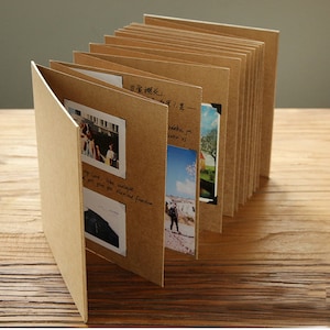 Álbum de fotos de 40 páginas hecho a mano con cinta Kraft en forma de acordeón, libro de aventuras, diario de viaje, libro de visitas de boda, libro de recuerdos para bebés