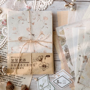 Vintage Background Paper Material Pack Ephemera Junk Journaling Supplies Parchment Textured Paper Craft Collage Scrapbooking Set of 30 Pcs image 2