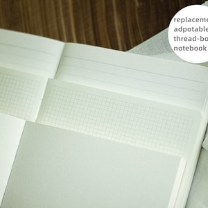 A5 A6 Thread-bound Notebook Replacement Vertical refilled Inner Core White Blank Lined Grid pages for Journal/ Traveler Notepad/ Dairy Book