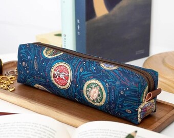 Literary Printed Fabric Pencil Case| Handmade Pen Case | Large Capacity Zipper Pouch | Floral Pencil Case | Storage Bag | Stationery Bag