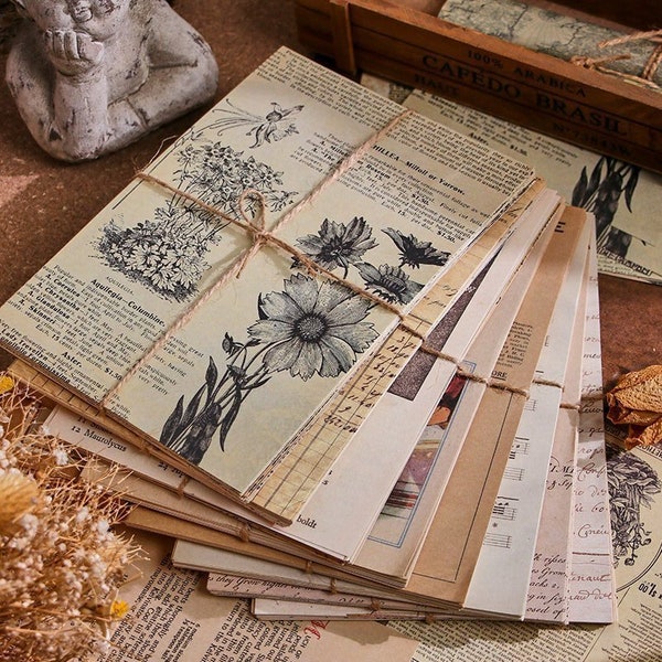 Retro Material Papier Pack Inspiration Serie Junk Journal Ephemera Journaling Liefert Vintage Collage Scrapbooking Packung mit 30 Stück 8 Styles