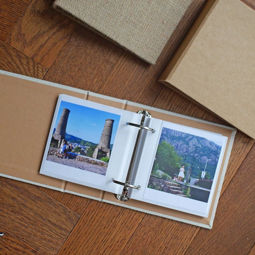 Mini Polaroid Photo Album With Sleeves. Small Custom Wedding Photo Album. Personalized Burlap