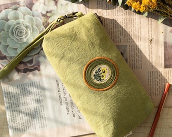 Embroidery Kit Pencil Case Zipper Pouch Portable Handmade Storage Bag Make-up Bag Sunflower Daisy Peony Girly Gift Clothing Stationery Set