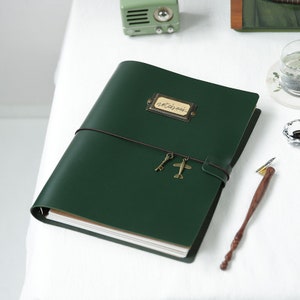 Gran verde PU acuarela álbum de recortes cuero encuadernado diario Sketchbook arte diario acuarela diario hecho a mano álbum de recortes con página plegable