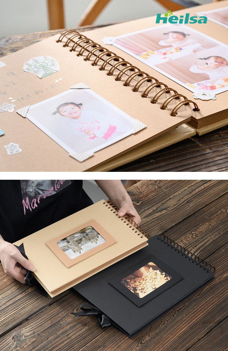 Album Photo Scrapbooking DIY A5 100 Pages - Livre Souvenirs Spirale Noir Pour Bébé, Mariage Et Voyage