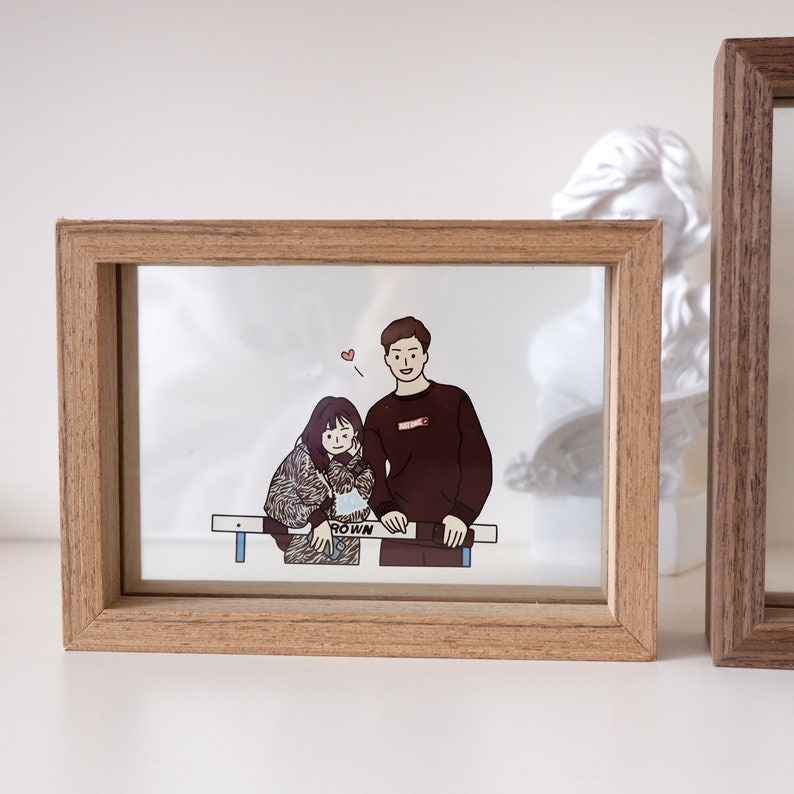 Couple Portrait illustration Couple Family Photo Frame Transparent Background Desktop Picture Frame with Photo Printing 4x6 or 5x7 Wedding image 1
