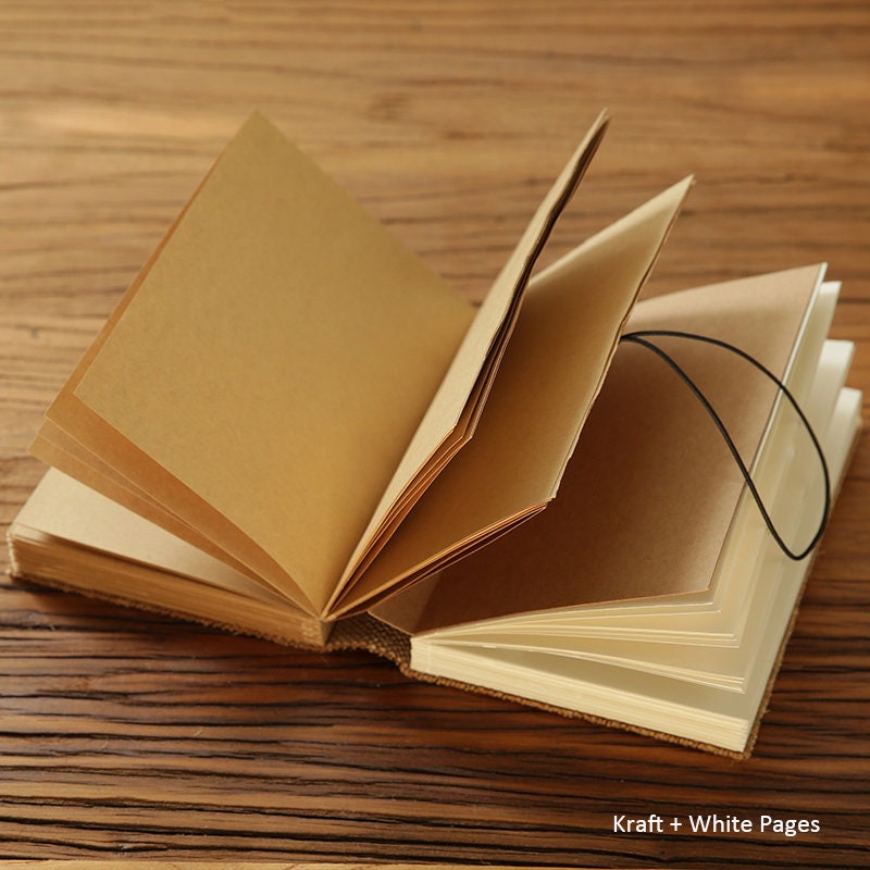 ハンドメイド 質問ページ Thick Retro Burlap Journal Notebook. Handmade Junk Journal Starter