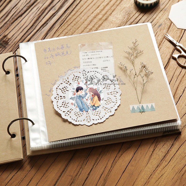 Photo Memory Book. 60 Page Baby Album. Handmade Photo Album. Wedding Guest Book. Pocket Travel Photo Book. DIY Scrapbooking. Scrapbook Album image 4