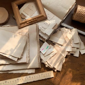Paket med vintage kaffefärgat papper, handgjort Deckle Edge-papper, skräpjournalmaterial, antikt papper A4 A5 A6, scrapbookingpapper, ephemera-paket