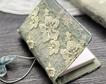 Butterfly Lace Journal: Vintage Fabric Notebook Cover, Refillable A5 A6 A7
