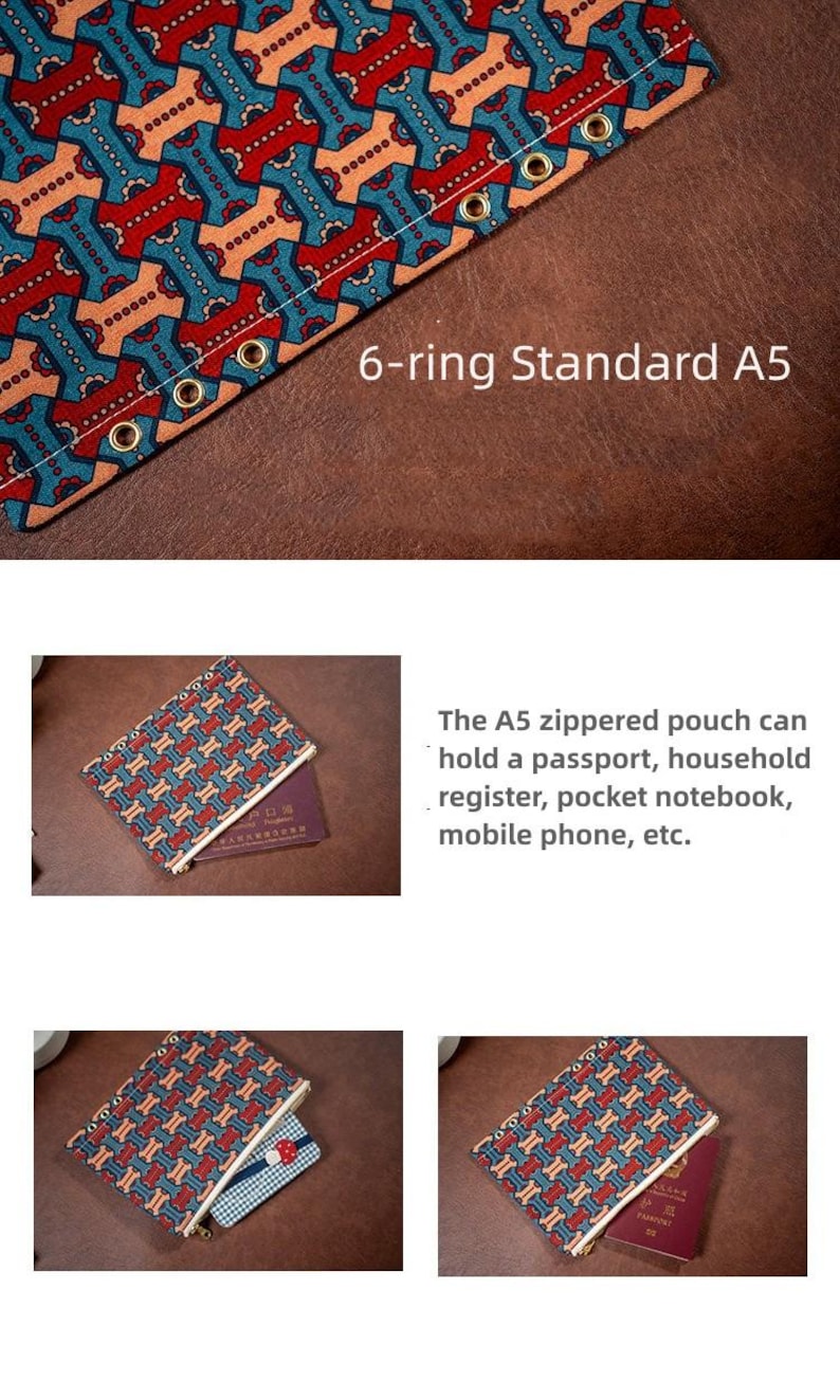 Bloemenprint Ritstas A5 A6 A7 | Stoffen Plannerverdeler | Etui voor Ringband | Opbergtas | Houder voor Journaling Accessoires | 36 kleuren afbeelding 11
