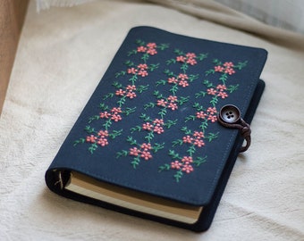 Original Embroidery Flower Journal Loose-leaf A6 A5 Handmade Notebook Literary  Portable Notepad Diary Book Cloth Ephemera Book Special Gift