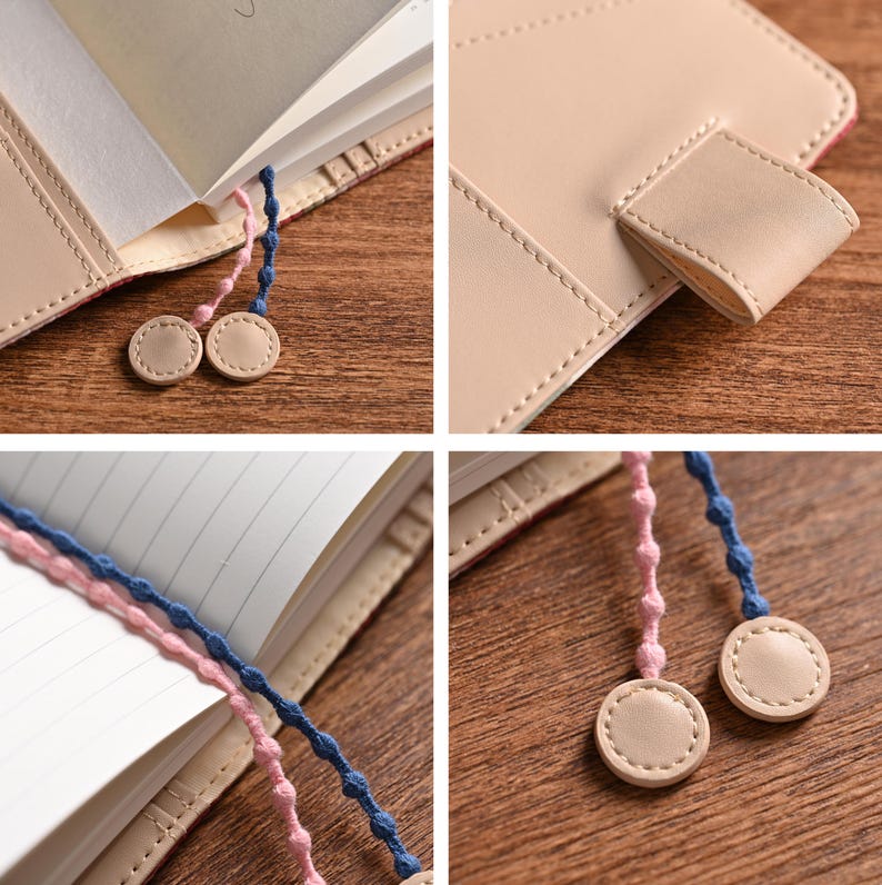Retro Rose Handmade Notebook Journal Cover A6 A5 B6 Weeks Book Planner Cover Leather Interior for Hobonichi Midori with Pen Loop & Pockets image 7