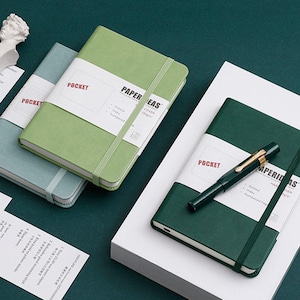 Libreta de bolsillo con número de página personalizado, tamaño A6, de PU, tapa dura, cuadrícula de puntos, páginas en blanco, diario, cuaderno de taquigrafía, bloc de notas portátil, 8 colores