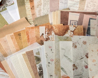 Vintage Background Paper Material Pack Ephemera Junk Journaling Supplies Parchment Textured Paper Craft Collage Scrapbooking Set of 30 Pcs