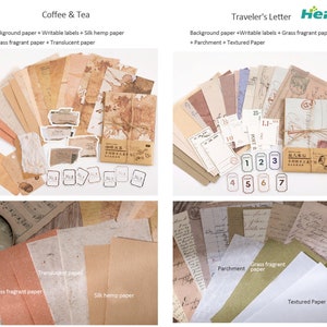Vintage Background Paper Material Pack Ephemera Junk Journaling Supplies Parchment Textured Paper Craft Collage Scrapbooking Set of 30 Pcs image 4