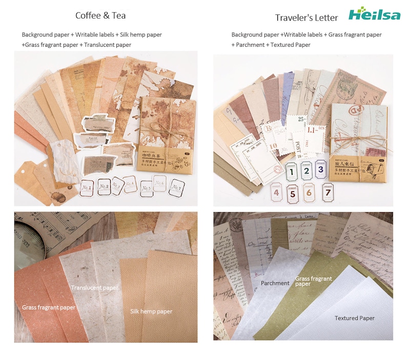 Vintage Background Paper Material Pack Ephemera Junk Journaling Supplies Parchment Textured Paper Craft Collage Scrapbooking Set of 30 Pcs image 4