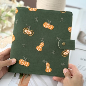 Embroidered Pumpkin Document Binder A4 A5 Green Fabric Pregnancy Test Booklet Multi-functional Storage Binder Loose-leaf Paperwork Folder