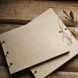 Album de scrapbooking avec couverture en lin, 50 p. Album de coupures de mariage carré horizontal. Livre de souvenirs. Album photo en lin. Album de voyage. Album photos.