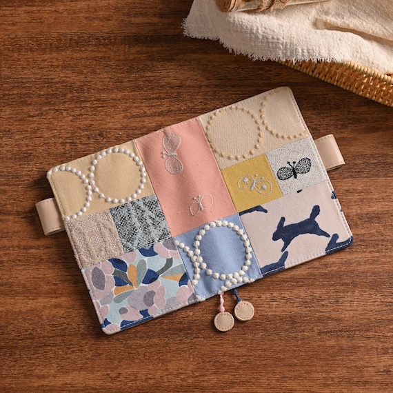 Fabric Covered Journal Patchwork Notebook Covers Handmade Stitch Journal Collage Cloth Art Book with Leather Interior A5 A6 B6 Weeks Cover