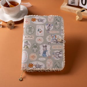 Rabbit Garden Lace Journal Notebook A6A5 Idyllic Fabric Notebook Fresh Handmade Journal Cute Dairy Book Blank Dotted Grid Lined Unique Gift