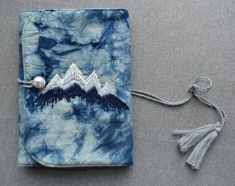 Mountain Embroidery Cotton Notebook Journal Loose-leaf Plant Tie-dye Notebook A5 A6 Book Cover Hobo Blank Lined Grid Notepad Unique Gift