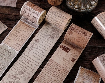 Vintage Letters Washi Tape Planner Material European and American Decorative for Junk Journal, Notebook, Collage, Gift Wrapping and DIY Art