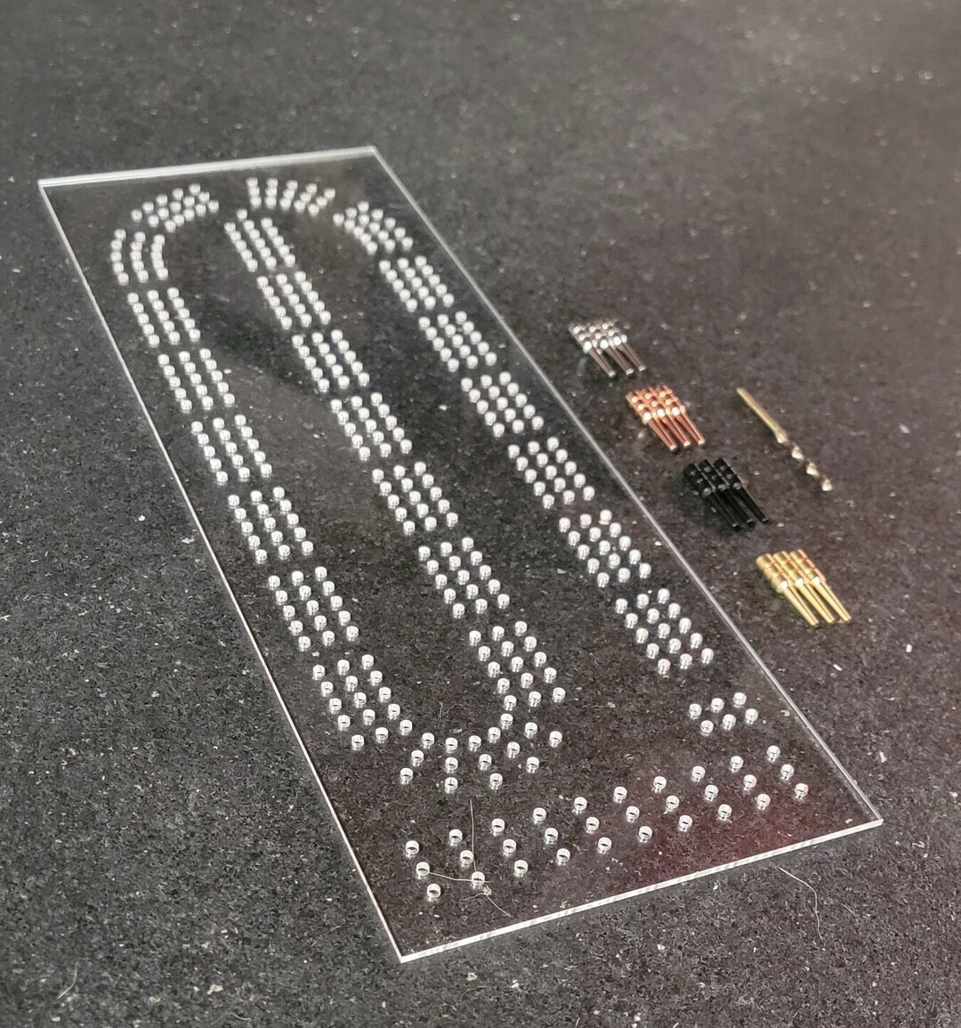 Cribbage Board Acrylic Template With 12 Pegs and Drill Bit Precise