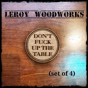 Cork Drink Coasters: Funny Laser Engraved Set (4 Pieces)