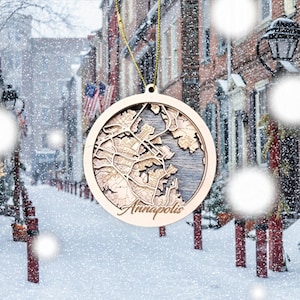 Annapolis 3d Map Ornament - Laser Cut - Wooden - Christmas - MADE IN BALTIMORE