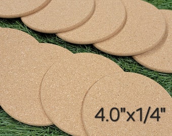 4.0" x 1/4" ROUND Blank Cork Coasters