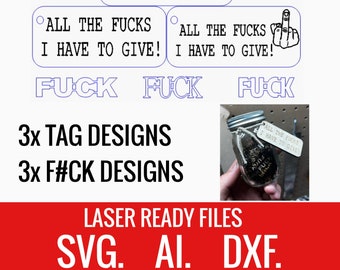 FUCKS TO GIVE Glas - LaserSvg. Dxf. Ai. Dateien