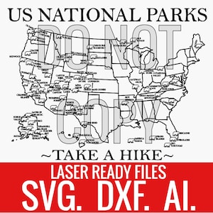United States National Parks Map, Tracking Travel Map, Printable State Park Map. SVG. DXF. AI. Digital Download