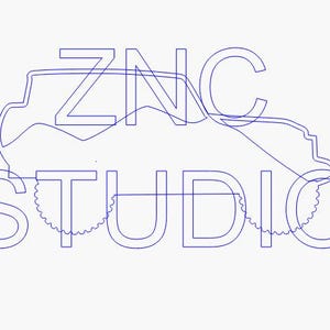 May include: Blue line art logo featuring the text "ZNC STUDIO" with a stylized off-road vehicle design incorporated into the letters. The design is set against a white background.