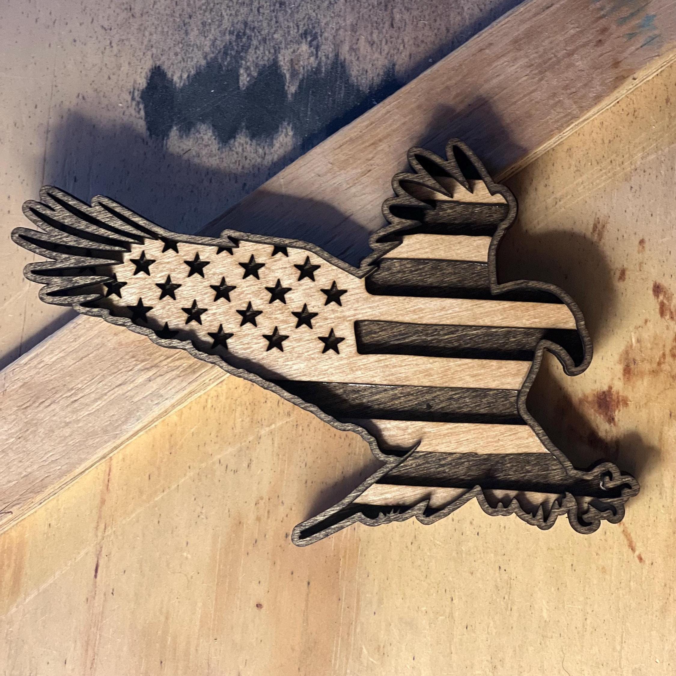 Patriotic Eagle American Flag SVG | 3-layer Laser Cut File | DXF AI for ...