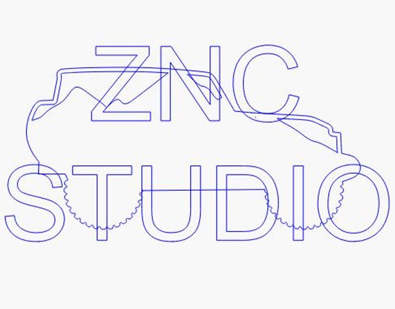 May include: A blue line art logo with the text "ZNC STUDIO". The design includes a stylized car outline integrated into the letters, with a gear-like element in the "S" and "O".