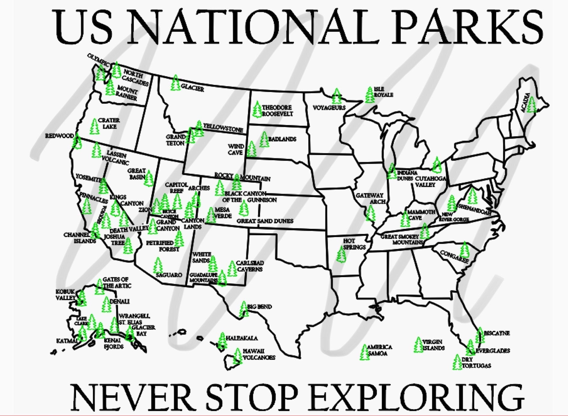 United States National Parks Map - Il Fullxfull.6033138544 7g6l
